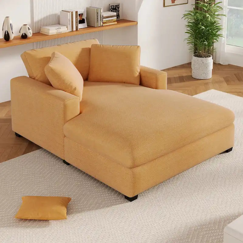 10502806503583_558418 53.5 Chaise Lounge Chair with Solid Wood Legs and Comfort Pillows - Image 1
