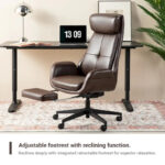Adjustable Reclining Swivel High Back Home Office Chair with Footrest and Armrest - Image 10