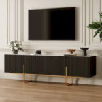 78.7 TV Stand, Entertainment Center with Faux Marble Top - Image 2