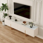 78.7 TV Stand, Entertainment Center with Faux Marble Top - Image 9