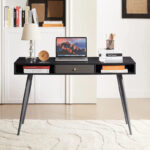 Mid Century Desk with USB Ports and Power Outlet, Modern Writing Study Desk with Drawers,Home Office Computer Desk - Image 27