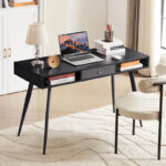 Mid Century Desk with USB Ports and Power Outlet, Modern Writing Study Desk with Drawers,Home Office Computer Desk - Image 2