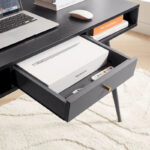 Mid Century Desk with USB Ports and Power Outlet, Modern Writing Study Desk with Drawers,Home Office Computer Desk - Image 6