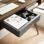 Mid Century Desk with USB Ports and Power Outlet, Modern Writing Study Desk with Drawers,Home Office Computer Desk - Image 25