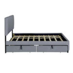 Queen Size Velvet Platform Bed with 1 Twin XL Trundle Upholstered Bed Frame and 2 Drawers Storage Bed No Box Spring Needed - Image 6