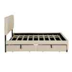Queen Size Velvet Platform Bed with 1 Twin XL Trundle Upholstered Bed Frame and 2 Drawers Storage Bed No Box Spring Needed - Image 16
