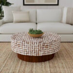Mila Coconut Shell Round Pedestal Coffee Table by