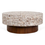 Mila Coconut Shell Round Pedestal Coffee Table by - Image 4