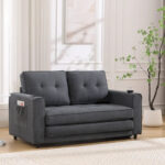 3-In-1 Upholstered Futon Sofa Convertible Floor Sofa Bed - Image 39