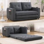 3-In-1 Upholstered Futon Sofa Convertible Floor Sofa Bed - Image 2