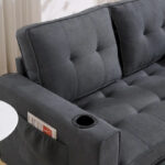 3-In-1 Upholstered Futon Sofa Convertible Floor Sofa Bed - Image 18