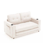 3-In-1 Upholstered Futon Sofa Convertible Floor Sofa Bed - Image 26