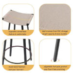 Counter Height Bar Stools, Backless Handwoven Kitchen Dining Chairs with Round Footrest Set of 2 PVC Weaving Pub Stool - Image 4