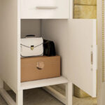 Reversible Makeup Vanity Desk With Charging Station and 4 Wooden Drawers and 1 Cabinet - N/A - Image 4