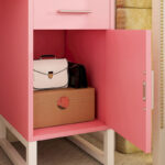 Reversible Makeup Vanity Desk With Charging Station and 4 Wooden Drawers and 1 Cabinet - N/A - Image 12