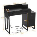 Reversible Makeup Vanity Desk With Charging Station and 4 Wooden Drawers and 1 Cabinet - N/A - Image 24
