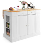 Large Kitchen Island Drop Leaf Breakfast Bar w/ Wood Top Shelves - Image 21