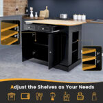 Large Kitchen Island Drop Leaf Breakfast Bar w/ Wood Top Shelves - Image 8