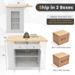 Large Kitchen Island Drop Leaf Breakfast Bar w/ Wood Top Shelves - Image 12