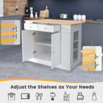 Large Kitchen Island Drop Leaf Breakfast Bar w/ Wood Top Shelves - Image 17
