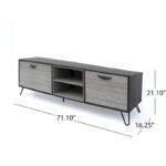 Alfie TV Media Entertainment Console Cabinet, 2 Shelves, Gray 71 Inch - Image 5