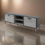 Alfie TV Media Entertainment Console Cabinet, 2 Shelves, Gray 71 Inch - Image 6