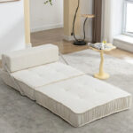 Convertible Sofa Bed,Modern Chenille Upholstered Sleeper Chair - Image 3