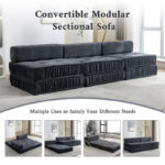 Convertible Sofa Bed,Modern Chenille Upholstered Sleeper Chair - Image 13