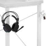 Farmhouse L-shaped Desk with Power Outlet, Gaming Table with Hutch and LED Light - Image 17