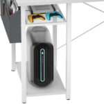 Farmhouse L-shaped Desk with Power Outlet, Gaming Table with Hutch and LED Light - Image 19