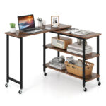 Gymax 360 Free Rotating Sofa Side Table Mobile L-shaped Laptop Table - See Details - Image 11
