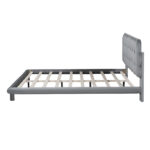 Velvet Upholstered Platform Bed Frame with LED Light & Biscuit Headboard - Image 6