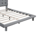 Velvet Upholstered Platform Bed Frame with LED Light & Biscuit Headboard - Image 12