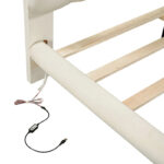 Velvet Upholstered Platform Bed Frame with LED Light & Biscuit Headboard - Image 30