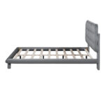 Velvet Upholstered Platform Bed Frame with LED Light & Biscuit Headboard - Image 39