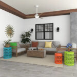 Multi Colored Metal Indoor Outdoor Nesting Accent Table with Carved Design Collection (Set of 3) - S/3 23, 19, 15H - Image 4