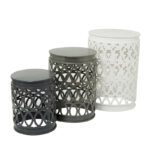 Multi Colored Metal Indoor Outdoor Nesting Accent Table with Carved Design Collection (Set of 3) - S/3 23, 19, 15H - Image 23