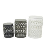 Multi Colored Metal Indoor Outdoor Nesting Accent Table with Carved Design Collection (Set of 3) - S/3 23, 19, 15H - Image 27