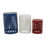Multi Colored Metal Indoor Outdoor Nesting Accent Table with Carved Design Collection (Set of 3) - S/3 23, 19, 15H - Image 30
