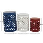 Multi Colored Metal Indoor Outdoor Nesting Accent Table with Carved Design Collection (Set of 3) - S/3 23, 19, 15H - Image 35