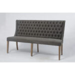 French Tufted Upholstered Dining Banquette Bench (Light Sand Fabric) - Image 6