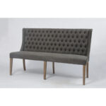 French Tufted Upholstered Dining Banquette Bench (Light Sand Fabric) - Image 2