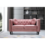 Calvin Classic Velvet Kittleson Nailhead Chesterfield Loveseat - Image 18