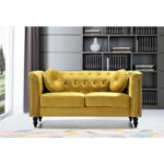Calvin Classic Velvet Kittleson Nailhead Chesterfield Loveseat - Image 2