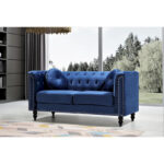Calvin Classic Velvet Kittleson Nailhead Chesterfield Loveseat - Image 6