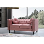 Calvin Classic Velvet Kittleson Nailhead Chesterfield Loveseat - Image 10