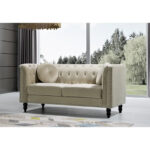 Calvin Classic Velvet Kittleson Nailhead Chesterfield Loveseat - Image 12