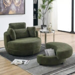 Circle Swivel Chair with Moon Storage Ottoman and 4 Pillows - Image 34