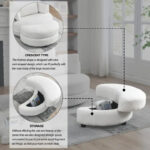 Circle Swivel Chair with Moon Storage Ottoman and 4 Pillows - Image 3