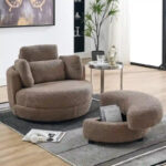 Circle Swivel Chair with Moon Storage Ottoman and 4 Pillows - Image 12